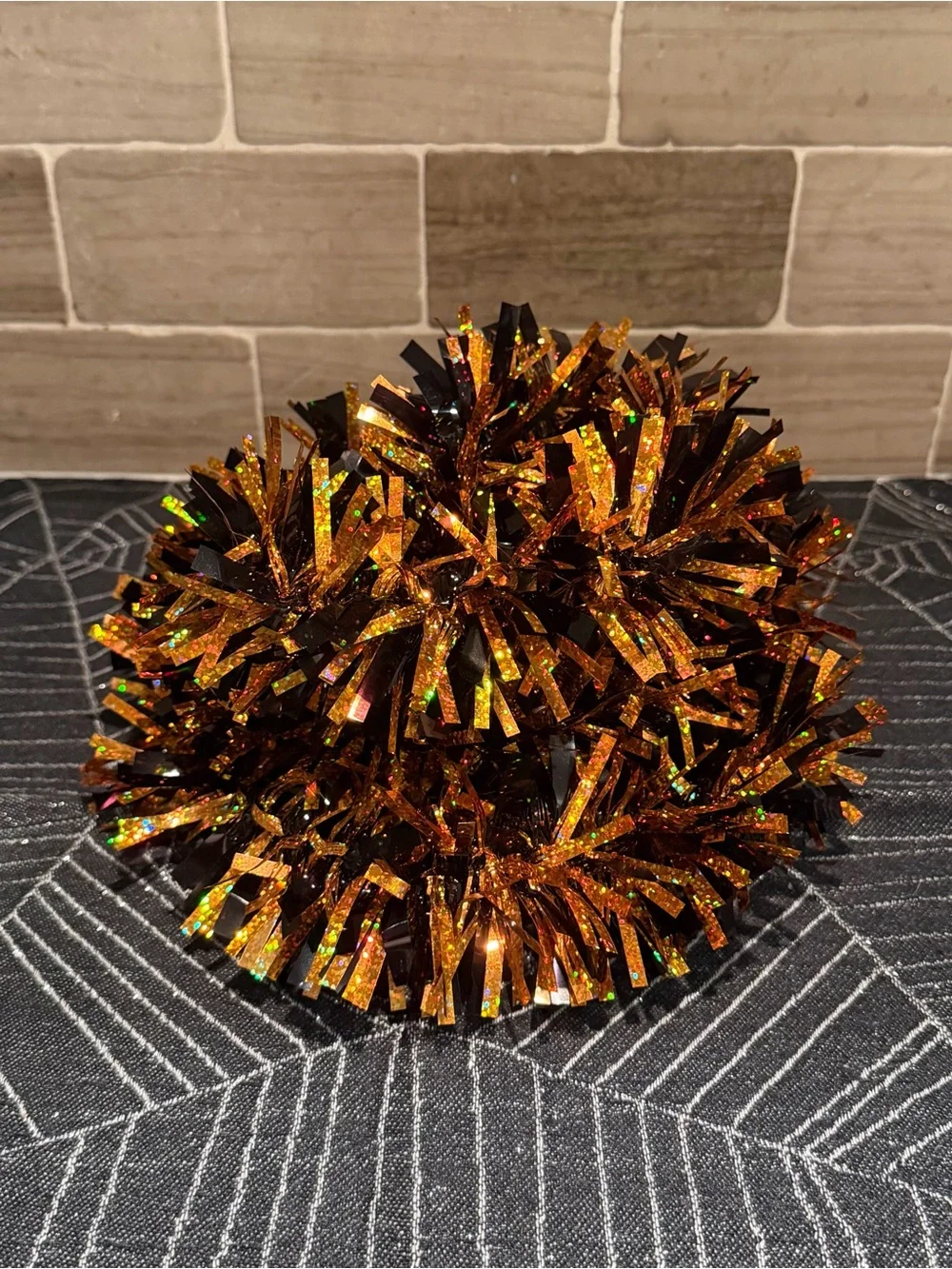 Halloween Tinsel Garland Black Orange Glitter Sparkling Party Decor 72” (6 ft)